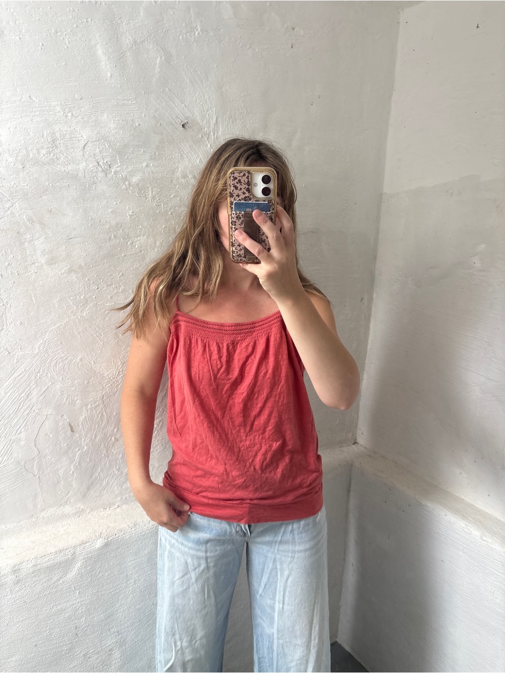 Ann Taylor coral pink/red cotton blend camisole tank top - Picture 8 of 10